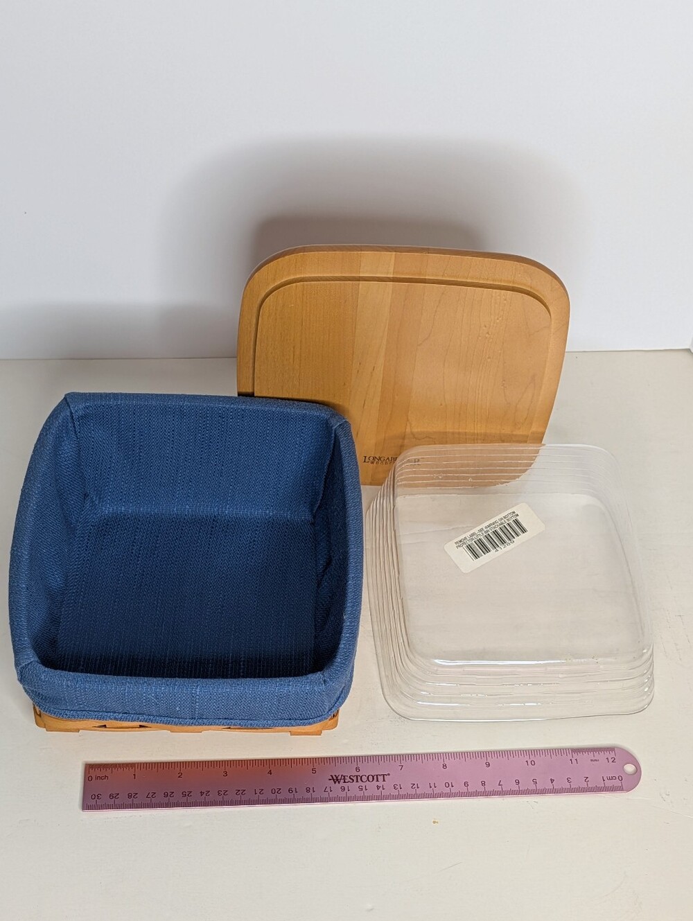 LONGABERGER Small Slanted Basket w Lid and Plastic Insert 41289, EXC-NWOT Cond
